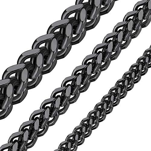 ChainsHouse Schwarz Franco Kette 3mm breit 50cm lang Franco Chain Kette für Hip pop von ChainsHouse