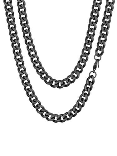 ChainsHouse schwarze coole Stil Männer Schmuck Kette hochwertige Halskette Panzerkette aus Edelstahl für Geburtstag/Vanlentistag/Weihnachten/Vatertag Geschenke von ChainsHouse