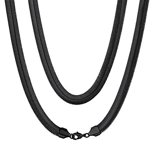 ChainsHouse Schwarze Schlangekette aus Edelstahl in Silberfarbe 8mm Dicke 26 Zoll lang Halskette Model/Hip pop Rapper/Punk Fans/Biker von ChainsHouse