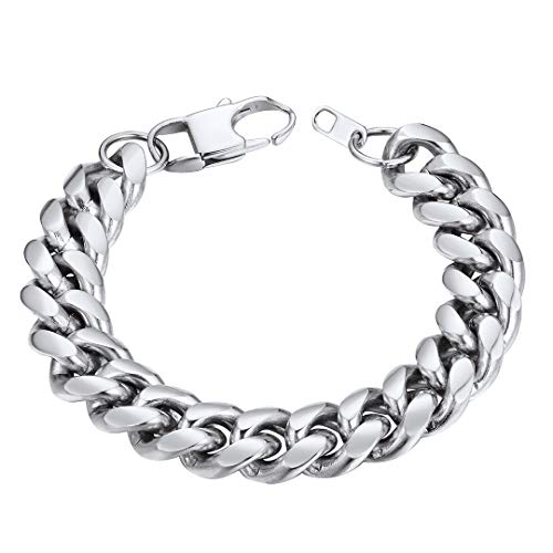 ChainsHouse Silber Herren Armband 14MM breit 21cm lang Armskette mit Geschenkebox und Schmuckstück für Kinder und Jugendlichen von ChainsHouse