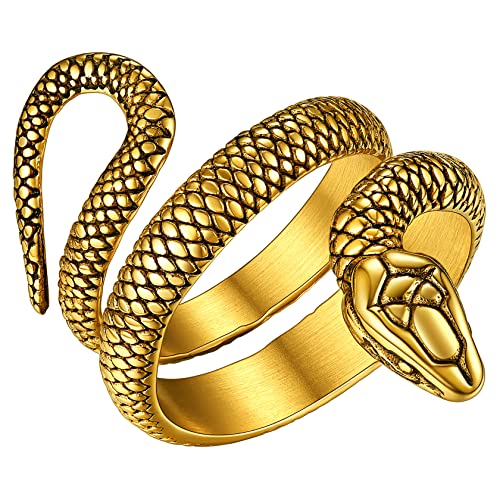 ChainsHouse goldener Fingerring für Herren Männer Vintag Schlangenring Punk Statement Fingerring für Valentinstag Vatertag von ChainsHouse