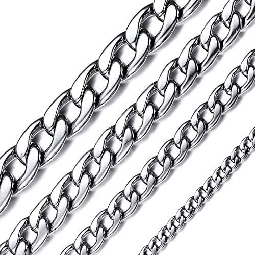 ChainsHouse hochwertige Panzerkette 30inch 9mm Breit Silber Edelstahl Halskette mit Karabinerverschluss für cool Jungen und Mädchen von ChainsHouse