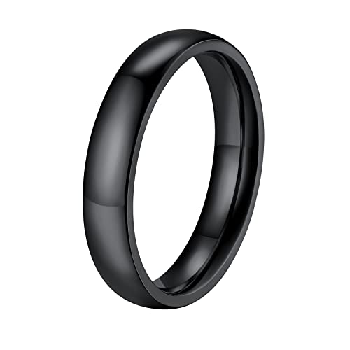 ChainsPro Damen Schwarz Glänzende Ringe Edelstahl 4mm breit Poliert Fidget Ring Bandring Schlicht Fingerring Basic Casual Klassisch Modeschmuck für Mädchen Frauen Ringgröße 48 von ChainsPro