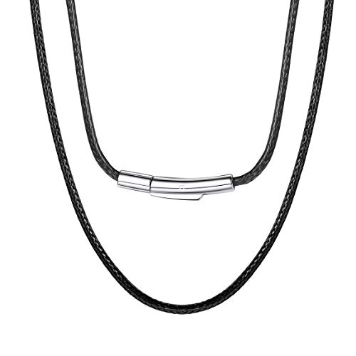 ChainsPro Halskette für Anhänger, geflochtenes Seil aus Kunstleder, mit Verschluss aus Stahl, personalisierbar, Dicke 2 mm, Länge 40 – 75 cm, wasserdichter Schmuck für Männer und Frauen, Edelstahl von ChainsPro