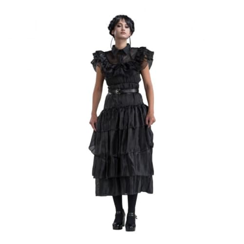 Chaks Kostüm Wednesday für Damen | Ballkleid Rabenball Schwarz - Addams Family XS von Chaks