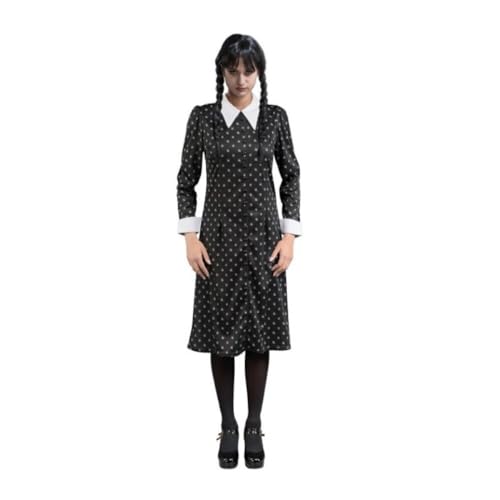 Chaks Kostüm Wednesday für Damen | Print Kleid Schwarz Weiß - Addams Family M von Chaks
