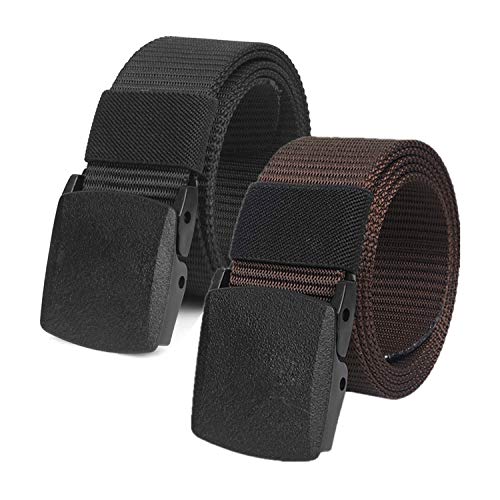 2er Unisex Gürtel Nylon Canvas Belt für Damen und Herren, Stufenlos Verstellbarer Stoffgürtel, Länge 130 cm, Breite ca. 3,8 cm, mit Kunststoff Schnalle MEHRWEG von Chalier