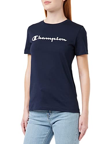 Champion Damen American Classics-Big Logo S-S T-Shirt, Marineblau, S von Champion