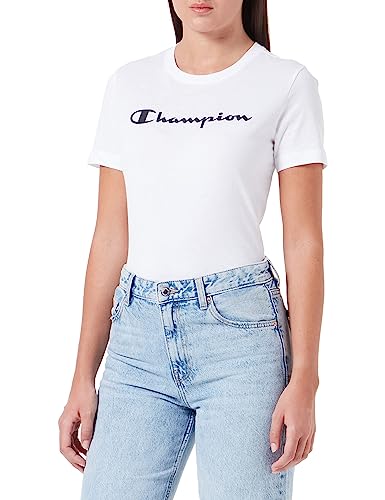 Champion Damen American Classics-Big Logo S-S T-Shirt, Weiß, M von Champion