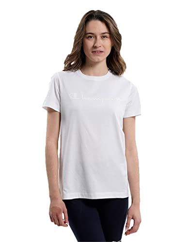 Champion Damen Legacy American Classics Logo Regular S/S T-Shirt, Weiß Ton in Ton, Small von Champion