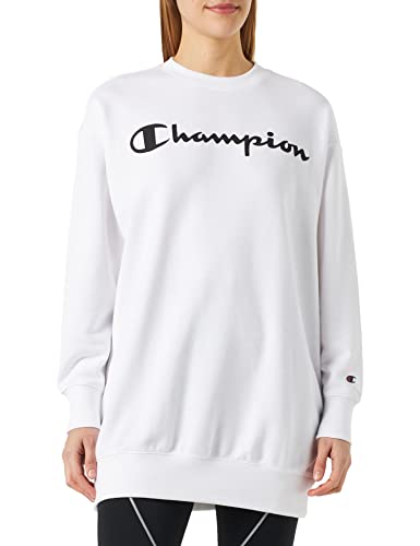 Champion Damen Legacy American Classics Powerblend Terry Maxi-Dress Crewneck Hoodie, Bianco, L von Champion