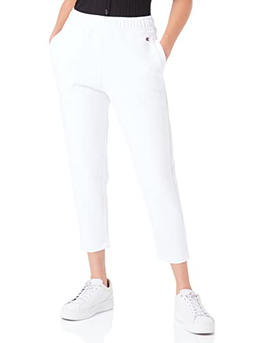 Champion Damen Legacy American Classics Stretch Interlock Crop High Waisted Relaxed Trainingshose, Weiß, XXL von Champion