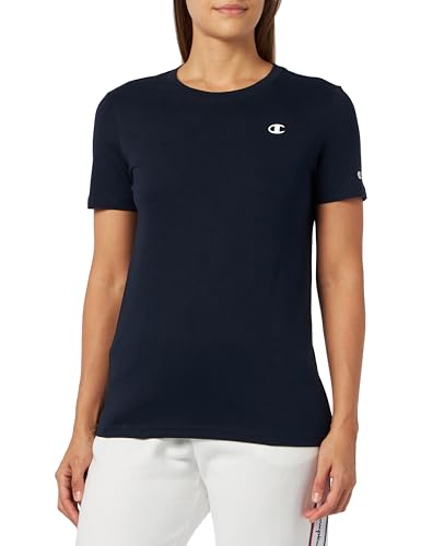 Champion Damen Legacy Basics W-Light Cotton Jersey S-s Regular Crewneck T-Shirt, Marineblau, Large von Champion