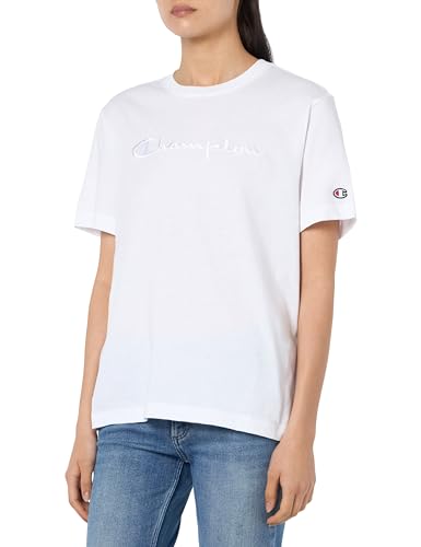 Champion Damen Legacy Icons Tonal Logo W-Relaxed S/S Crewneck T-Shirt, Weiß, Medium von Champion