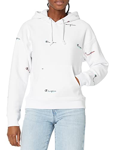 Champion Damen Reverse Weave Hoodie Left Chest C Kapuzenpullover, Sketch Script White 550742, S von Champion