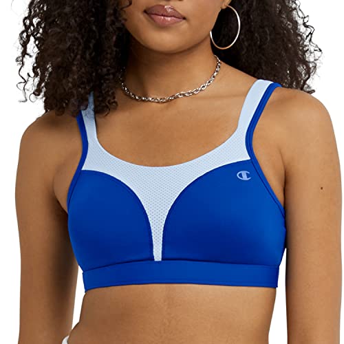 Champion Damen Spot Comfort Full Support Bra Sport-BH, Undurchsichtige, Surfen Sie im Web/Ocean Front Blau, 80DD von Champion