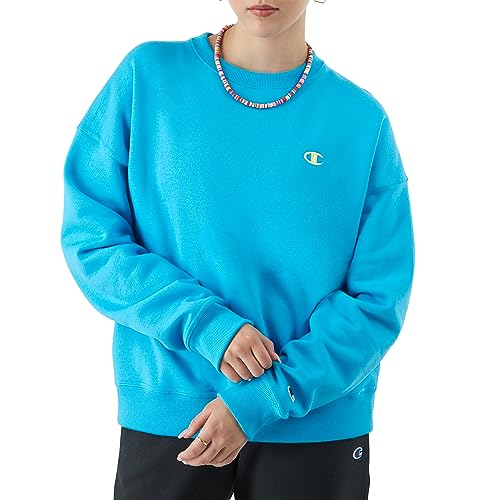 Champion Damen-Sweatshirt, Powerblend, Rundhalsausschnitt, C-Logo (Übergröße erhältlich), Neu Pfälzer Blau C Logo, S von Champion