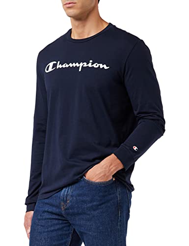 Champion Herren American Classics Big Logo L-S T-Shirt, Marineblau, XXL von Champion