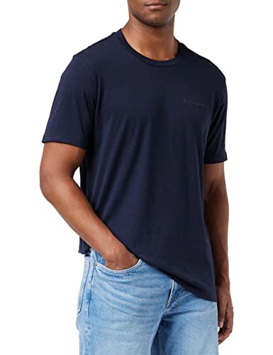 Champion Herren American Classics Small Script Logo S-S T-Shirt, Blau Ton in Ton, L von Champion