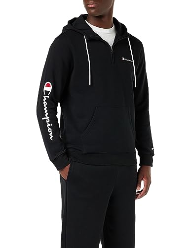 Champion Herren Legacy American Classics Maxi-Logo Powerblend Fleece Half Zip Kapuzenpullover, Nero, M von Champion