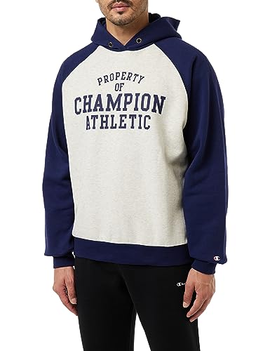 Champion Herren Legacy Athletics Polyfleece Kapuzenpullover, Grigio Melange Chiaro/Blu Marittimo, M von Champion