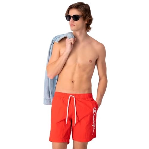 Champion Herren Legacy Beachshorts Ac Logo Badehose, Intensives Rot, Small von Champion