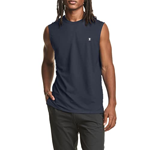 Champion Herren Sleeveless, Sport Tank, Moisture Wicking, Muscle for Men (Reg. Or Big & Tall) T-Shirt, Marineblau, Mittel von Champion