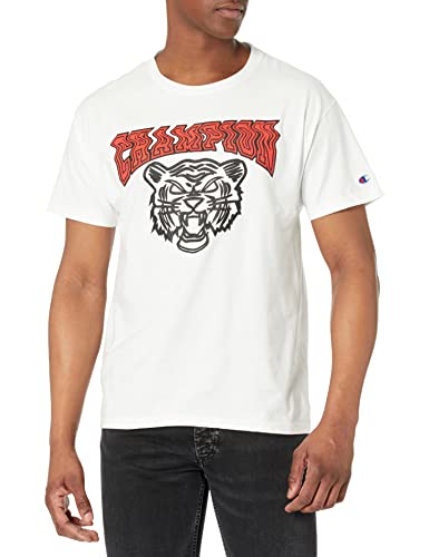 Champion Herren T-Shirt, grafisches T-Shirt f r Herren, Baumwoll-T-Shirt, 100% Baumwolle, Maskottchen-Grafik, Wei -58669a, M von Champion