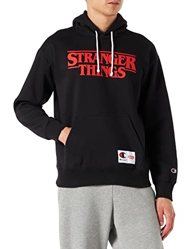 Champion Unisex X Stranger Things Felpa Con Cappuccio Kapuzenpullover, Schwarz (Kk001), L von Champion