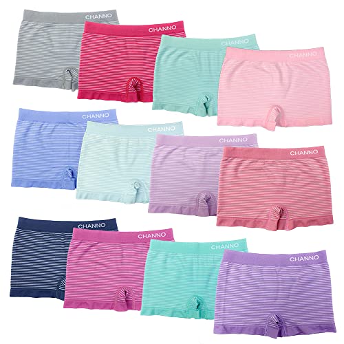 Channo Boxershorts für Mädchen, Nylon, einfarbig, nahtloses Modell, elastisch, weiche Mikrofaser, 12 Stück, Pack mit Streifen A, 2-4 Jahre Channo Boxershorts für Mädchen, Nylon, einfarbig, nahtloses Modell, elastisch, weiche Mikrofaser, 12 Stück, Pack mit Streifen A, 2-4 Jahre von Channo