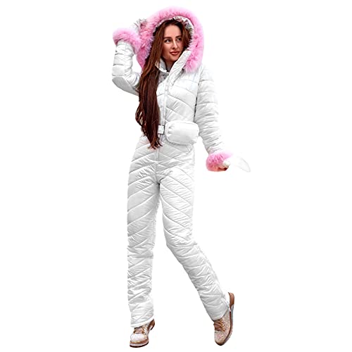 Chanpning Skianzug Damen Einteiler: Skioverall Winter Warme Wasserdicht Schneeanzug Winter Warme Schnee-Jacke Skifahren SäTze Outdoor Jumpsuit Schneeoverall Overall Mit Kapuze Schneeanzug Ski-Anzug von Chanpning