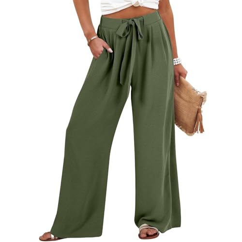 Chanpning Sommerhose Leicht Damen Leinenhose Casual Stoffhose Locker Freizeithose Einfarbig Pumphose High Waist Stretch Sommer Hosen mit Tunnelzug und Taschen Strandhose Luftig Bequeme Hose Chanpning Sommerhose Leicht Damen Leinenhose Casual Stoffhose Locker Freizeithose Einfarbig Pumphose High Waist Stretch Sommer Hosen mit Tunnelzug und Taschen Strandhose Luftig Bequeme Hose von Chanpning