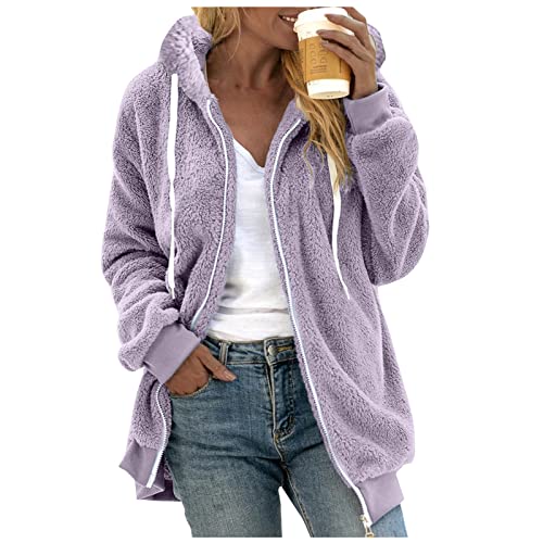 Fleecejacke Damen Oversized Warm Hoodie Plüschjacke mit Reißverschluss Kapuzenjacke Elegant Winterjacke Teddy Fleece Zip up Sweatshirt Herbst Winter Kapuzenpullover Mantel Jacke Oberteile Pullover Fleecejacke Damen Oversized Warm Hoodie Plüschjacke mit Reißverschluss Kapuzenjacke Elegant Winterjacke Teddy Fleece Zip up Sweatshirt Herbst Winter Kapuzenpullover Mantel Jacke Oberteile Pullover von Chanpning