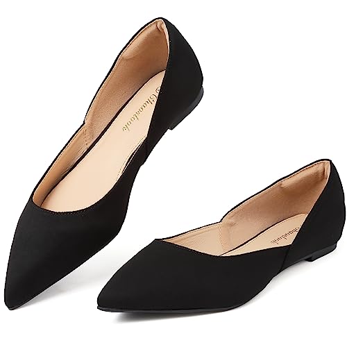 Chaoslook Damen-Ballerinas mit spitzem Zehenbereich, bequem, lässig, flache Schuhe für Damen, elegante flache Schuhe aus Memory-Schaum, für Party, Hochzeit, Schwarzes Wildleder, 41 EU Chaoslook Damen-Ballerinas mit spitzem Zehenbereich, bequem, lässig, flache Schuhe für Damen, elegante flache Schuhe aus Memory-Schaum, für Party, Hochzeit, Schwarzes Wildleder, 41 EU von Chaoslook