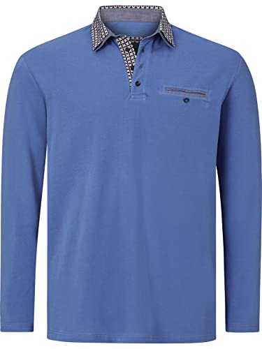 Charles Colby Herren Langarm-Poloshirt Earl Chad blau 4XL (XXXXL) - 68/70 von Charles Colby