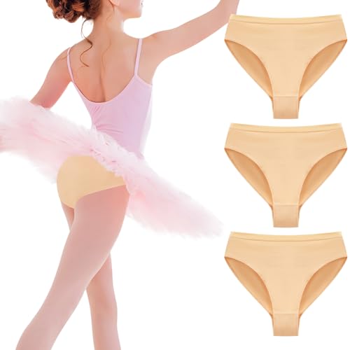 Charmi Mädchen Unterhosen Dance Ballett Unterwäsche Einfarbig 3er-Pack Beige 146 (Herstellergröße 150) von Charmi