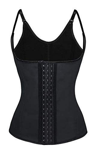 Charmian Women's Spiral Steel Boned Latex 3 Rows of Hooks Underbust Sport Workout Waist Trainer Body Shaper Corset Vest Halter-Latex-Black X-Large von Charmian