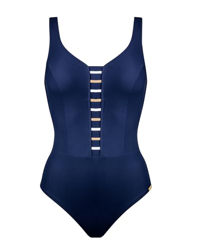 Charmline Shapewear Badeanzug mit Softcups Navy-White-Gold 42 C von Charmline