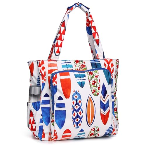 Chase Chic Strandtasche mit Reißverschluss, Große Wasserdichte Sanddicht Sommer Schwimmbad Badetasche Damen, Modischer Shopper Handtasche für Reisen(Weißes Surfbrett) von Chase Chic