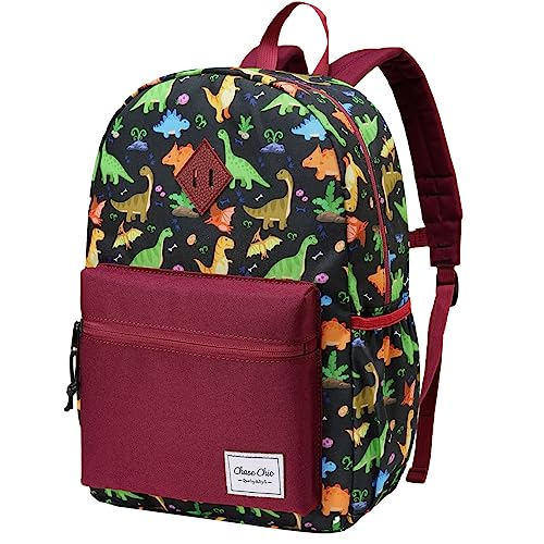 Chase Chic Kinderrucksack Jungen, Leichter und Süßer Dinosaurier-Schulrucksack mit Brustgurt, Geeignet für Kinder ab 3 Jahren von Chase Chic