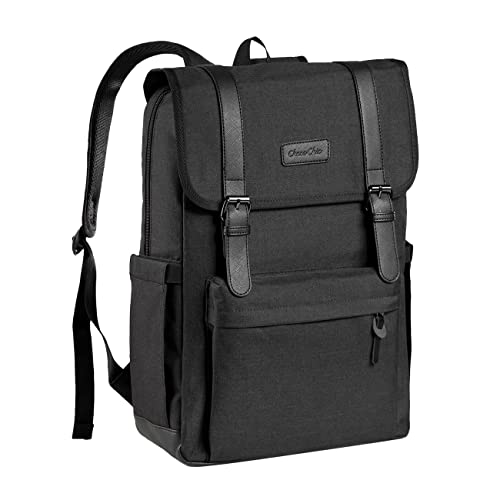 Chasechic Laptop Rucksack Herren, 15,6 Zoll Wasserdicht Groß Backpack Für Schule Arbeit Reisen,15L Anti Diebstahl Business Laptoptasche Für Herren Damen Schwarz von Chase Chic