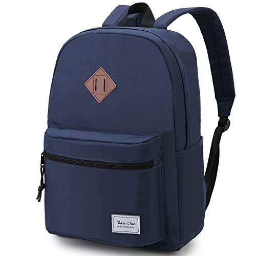 Chase Chic Schulrucksack Mädchen und Jungen Teenager, Lässiger Wasserdichter Rucksack mit 15.6" Laptopfach für Damen Herren, Blau von Chase Chic