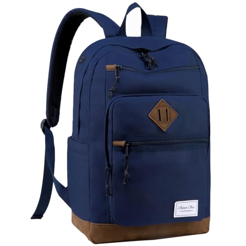 Chasechic Schulrucksack Herren, Wasserabweisend Schultasche Groß Daypack Für Damen Teenager Mädchen Jungen,Backpack Studium Arbeit Freizeit Reise 18.8 Liter Blau von Chase Chic