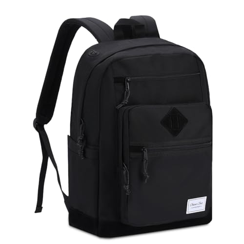 Chase Chic Rucksack Herren Damen,Wasserabweisend Schultasche mit Laptop Fach 15,6 Zoll,Schulrucksack Teenager für Studium Arbeit/Freizeit/Reise(Alle Schwarz) von Chase Chic