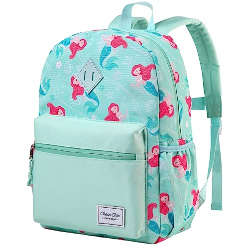 Chase Chic Kinderrucksack Mädchen, Leichter und Niedlicher Meerjungfrauen-Schulrucksack mit Brustgurt, Geeignet für Kinder ab 3 Jahren von Chase Chic