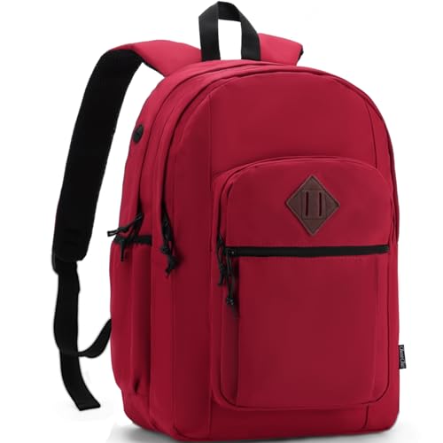 Chase Chic Dual Layer Rucksack für Herren Damen, 15,6 Zoll Laptop Rucksack, Großer Schulrucksack für Teenager,Wasserdichter Schultasche mit Kopfhöreranschluss für Schule/Reise/Arbeit(Rot) von Chase Chic