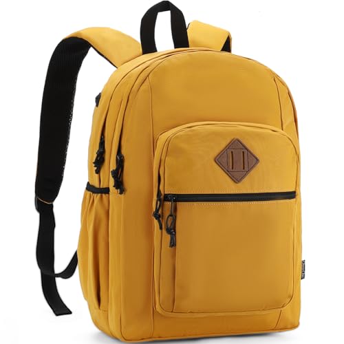 Chase Chic Dual Layer Rucksack für Herren Damen, 15,6 Zoll Laptop Rucksack, Großer Schulrucksack für Teenager,Wasserdichter Schultasche mit Kopfhöreranschluss für Schule/Reise/Arbeit(Gelb) von Chase Chic