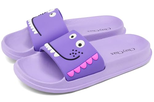 ChayChax Kinder Pantoletten Sommer Hausschuhe Leicht Badeschuhe Badepantolette Offener Zeh Strand Sandalen Bequeme Badeschlappen,Violett,24/25 EU=Hersteller 25 von ChayChax