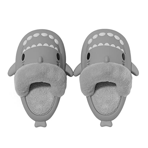 ChayChax Shark Sildes Slippers Damen Herren Kinder Hai Badelatschen Sommer Hausschuhe Badeschlappen rutschfeste Dusch Badeschuhe Strand Sandalen,Hai Grau 5,30/31 EU von ChayChax