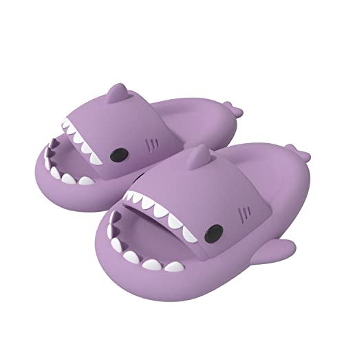 ChayChax Shark Sildes Slippers Damen Herren Kinder Hai Badelatschen Sommer Hausschuhe Badeschlappen rutschfeste Dusch Badeschuhe Strand Sandalen,Lila,30/31 EU von ChayChax